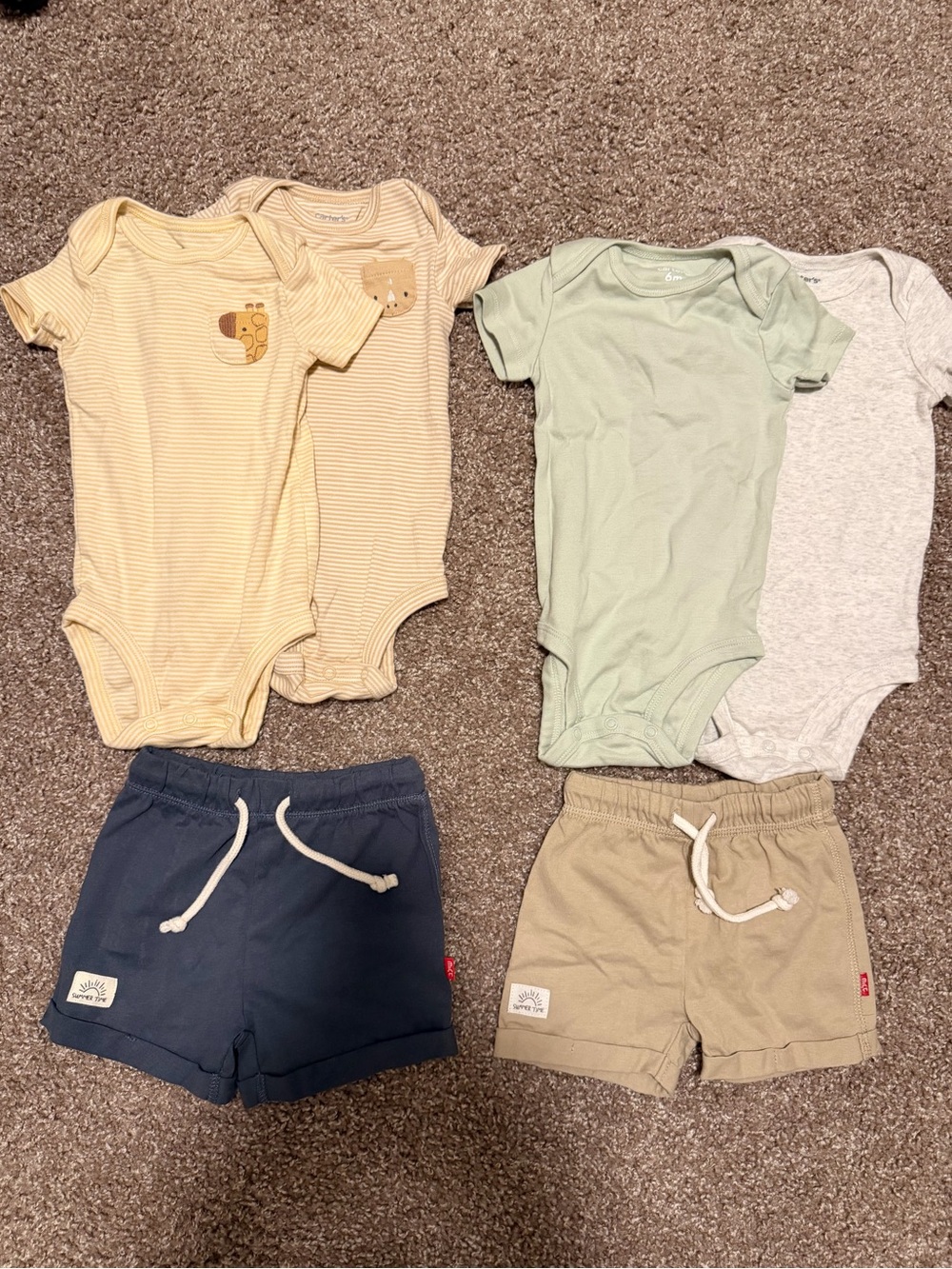 Carter's Baby Matching Set in Yellow, Green, Gray, Navy, Tan